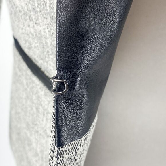 Classiques Entier Grey Blazer Black Leather Lapel Jacket Small Quiet Luxury - Picture 7 of 16